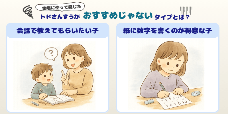 トドさんすうを実際に使って感じたおすすめじゃない子をまとめた画像