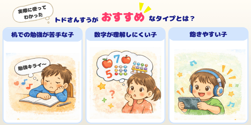 トドさんすうを実際に使って感じたおすすめな子をまとめた画像
