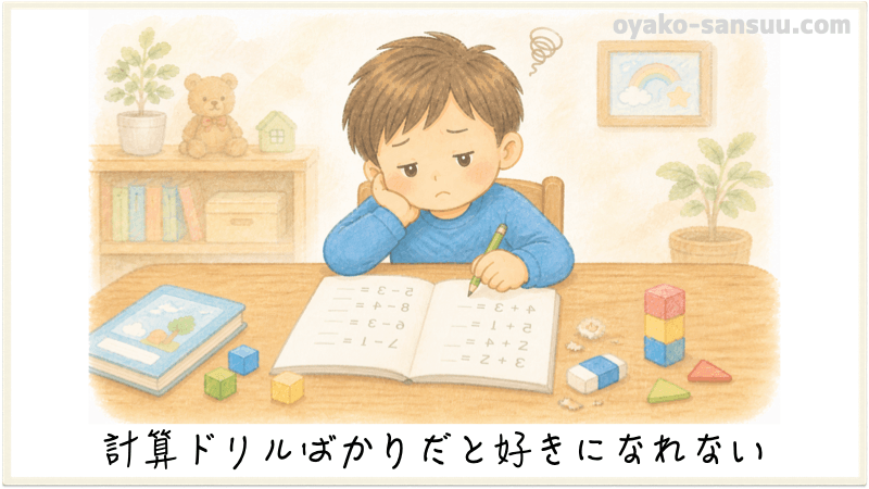 幼児に計算ドリルばかりやらせても算数が好きになれないイメージ画像