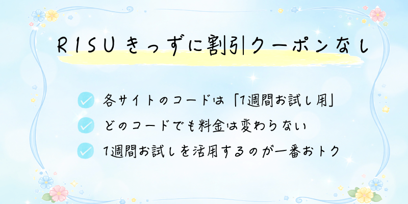 RISUきっずに割引クーポンが存在しないことを示すまとめ画像