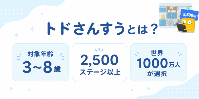 トドさんすうの基本情報｜対象年齢3〜8歳・2,500ステージ・世界1000万人が選択