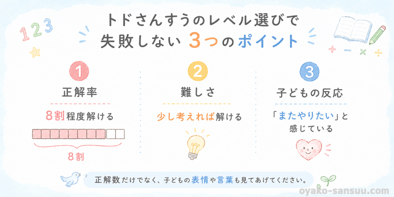 トドさんすうのレベル選びで失敗しない３つのポイント