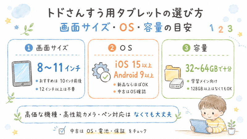 トドさんすう用のタブレットを買う時の選び方