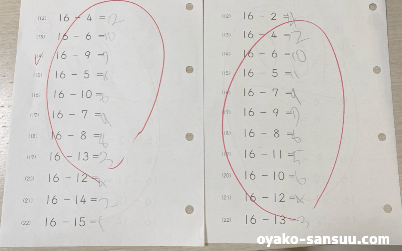 公文算数で同じような問題が繰り返し出題される実際のプリント写真