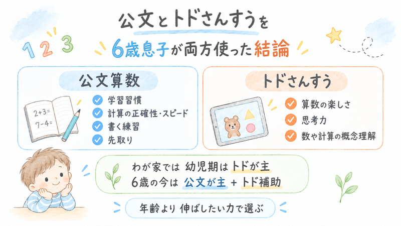 公文算数とトドさんすうを６歳児が実際に使った結論