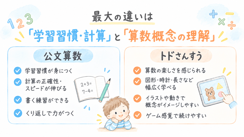 公文算数とトドさんすうを６歳児が実際に使ってわかった最大の違い